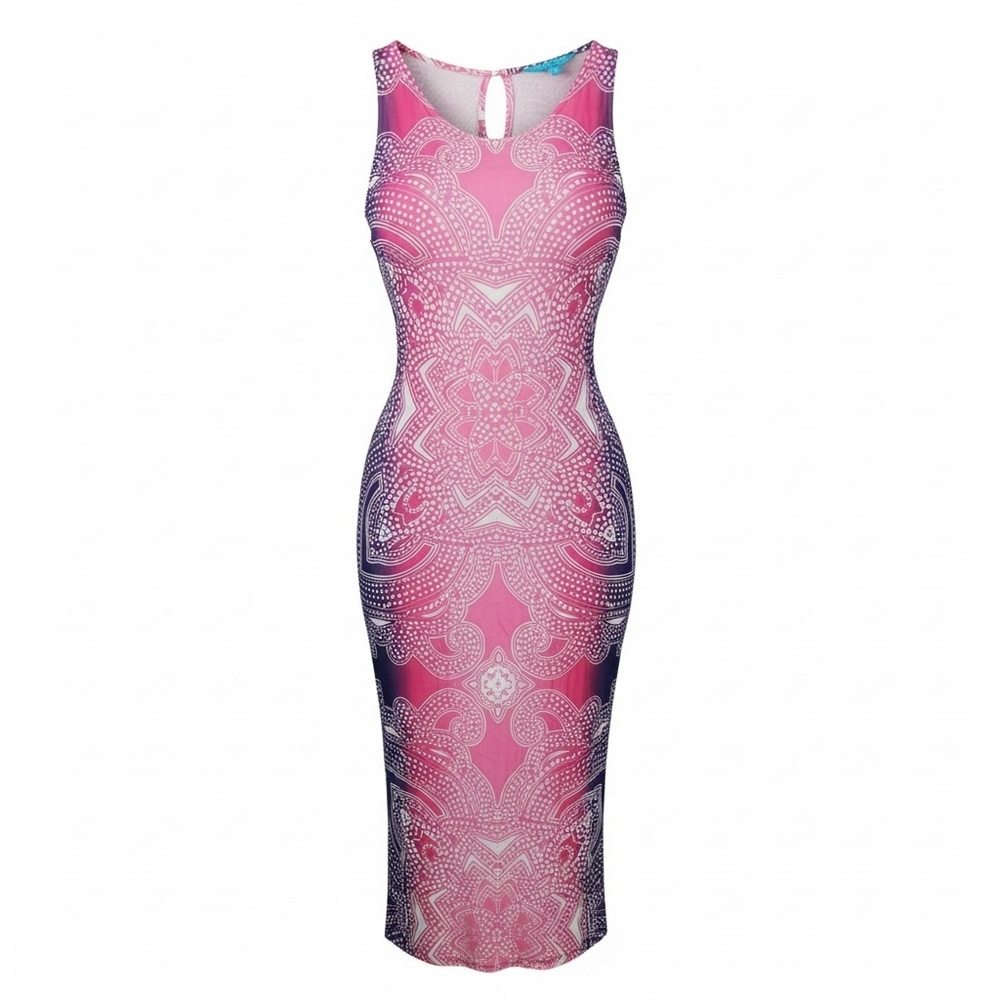TORI RICHARD | Honolulu Hawaii‎ Kasbah Carly Midi Sheath Dress Pink Purple | M